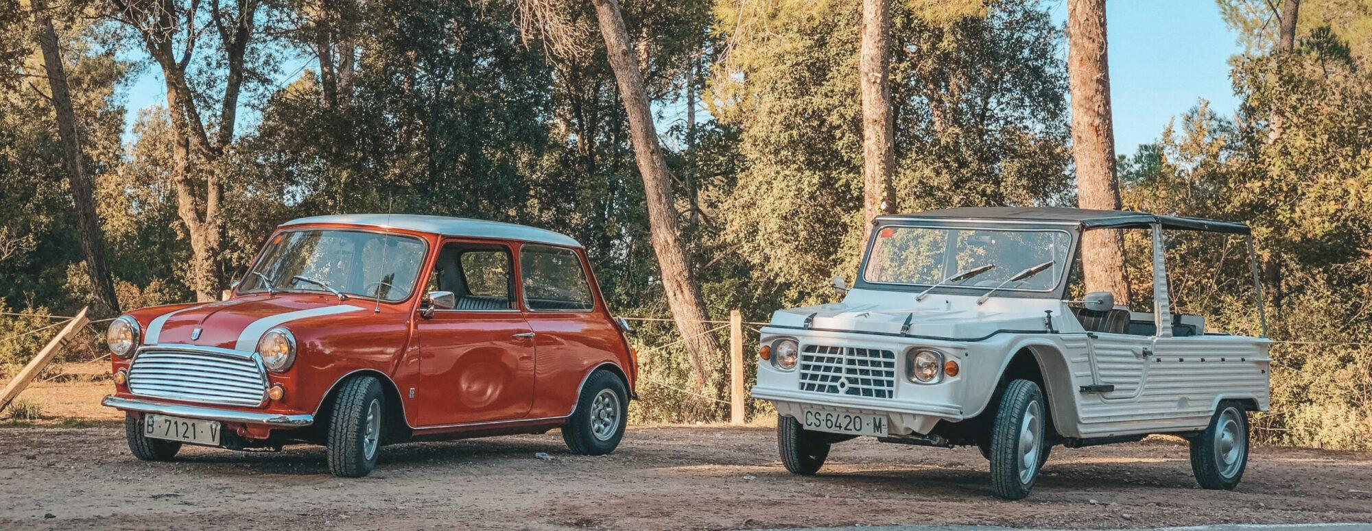 mini, rojo, austin, citroen, mehari, bodas, lateral, arboles,