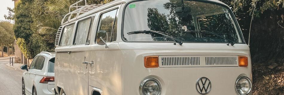 kombi, vw, furgoneta, t2, beige, remolque, Tiguan, trasera,